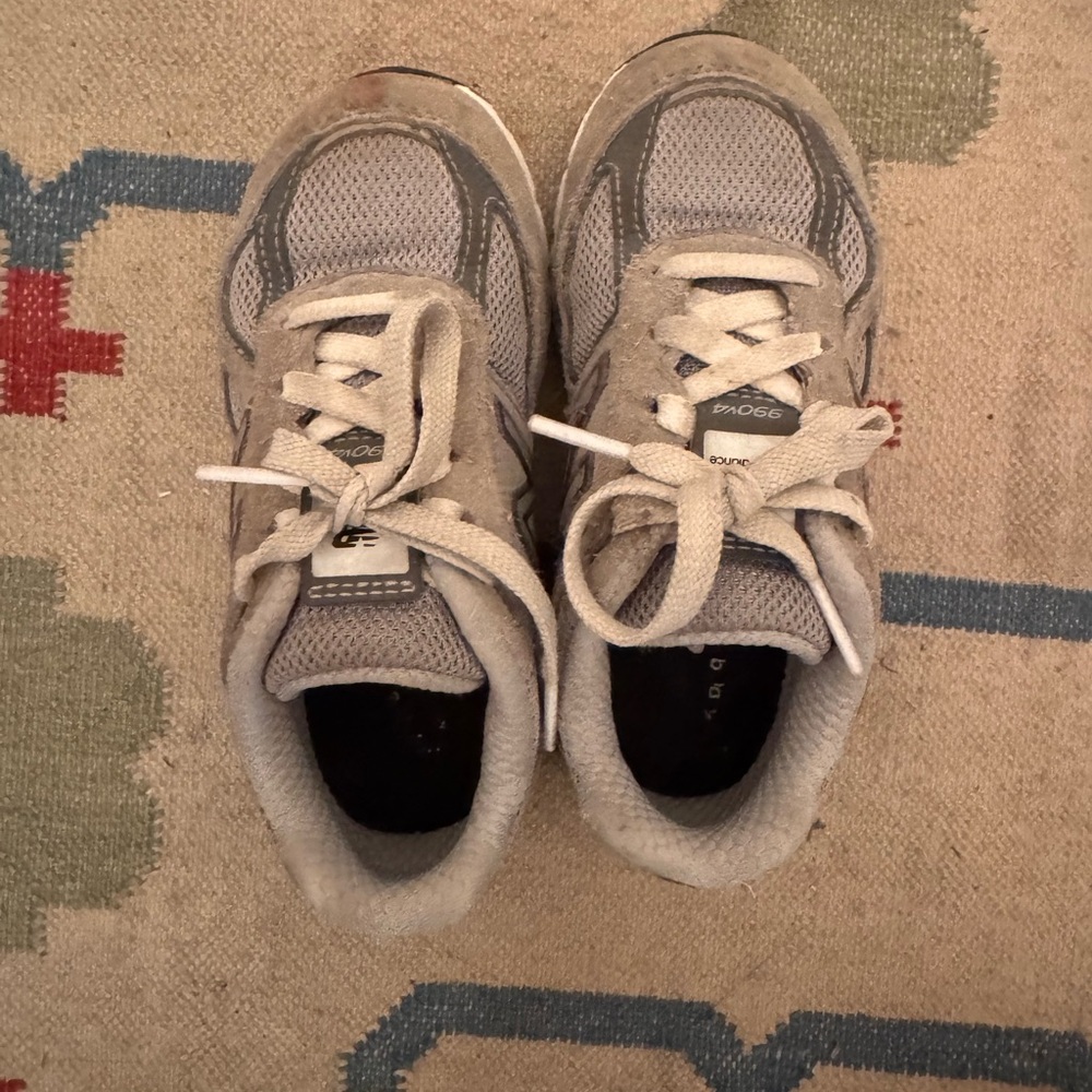New Balance Kids Light Gray and White Sneakers